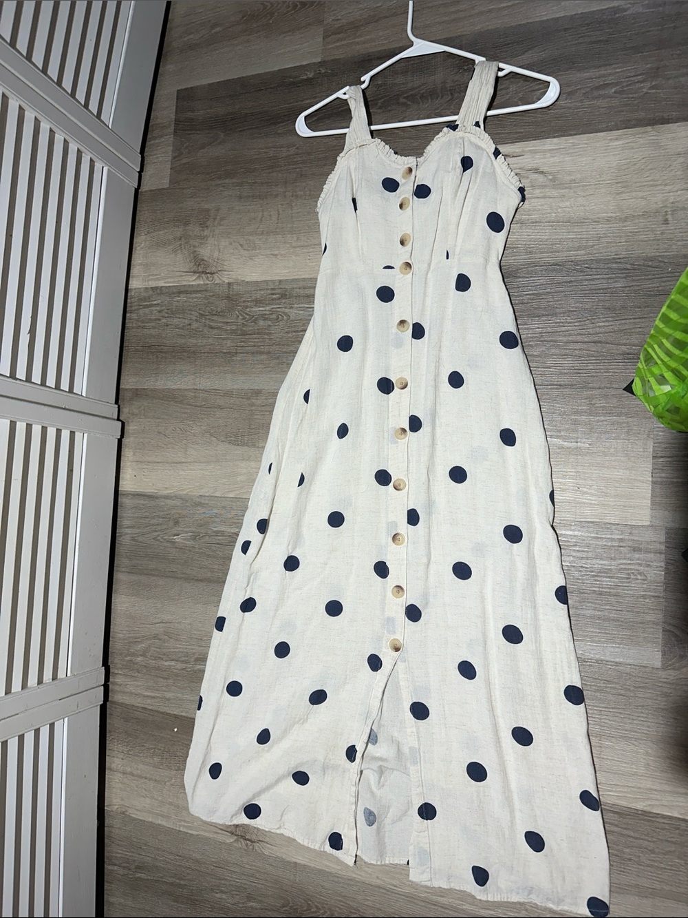 Sincerely Jules Cream Maxi Dress with Navy Polka Dots